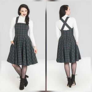 Hell Bunny Peebles Pinafore Tartan Plaid Christmas Girlhood Dress Sz. S